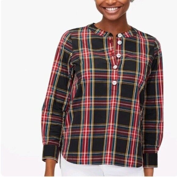 J. Crew Factory Tops - J. Crew Factory Plaid Tunic in Black and Red